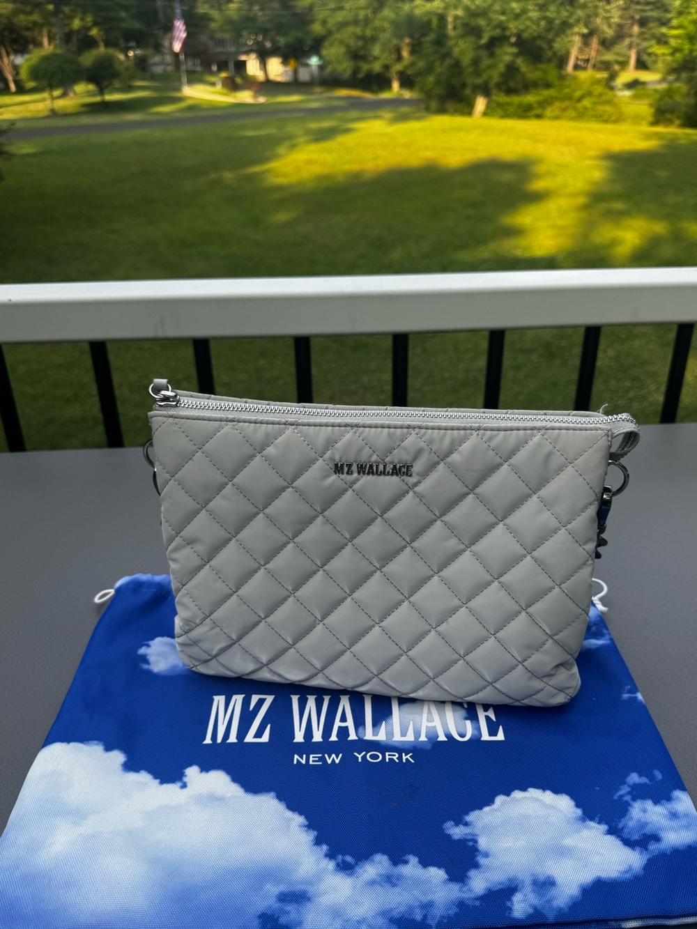 MZ Wallace Quilted Light Gray Pippa Chain Strap Crossbody - Picture 3 of 14